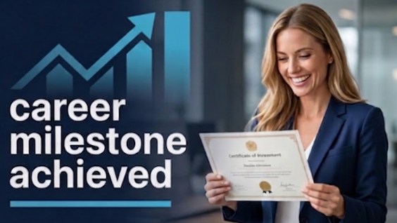 Career milestone achieved: a professional holding a certificate of achievement